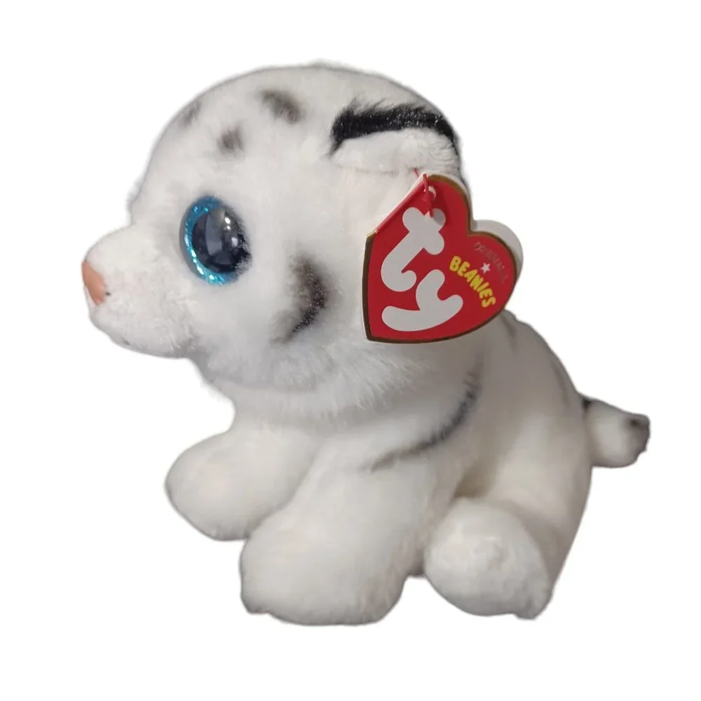Ty Tundra White‎ Tiger Glitter Eyes Beanie Baby VelveTy Stuffed Animal Plush 6